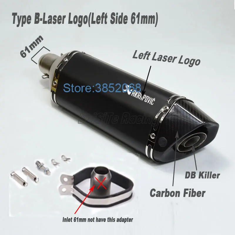 ID: 61 мм/51 мм правый/левый Akrapovic лазерный логотип выхлопной мотоцикл углеродное