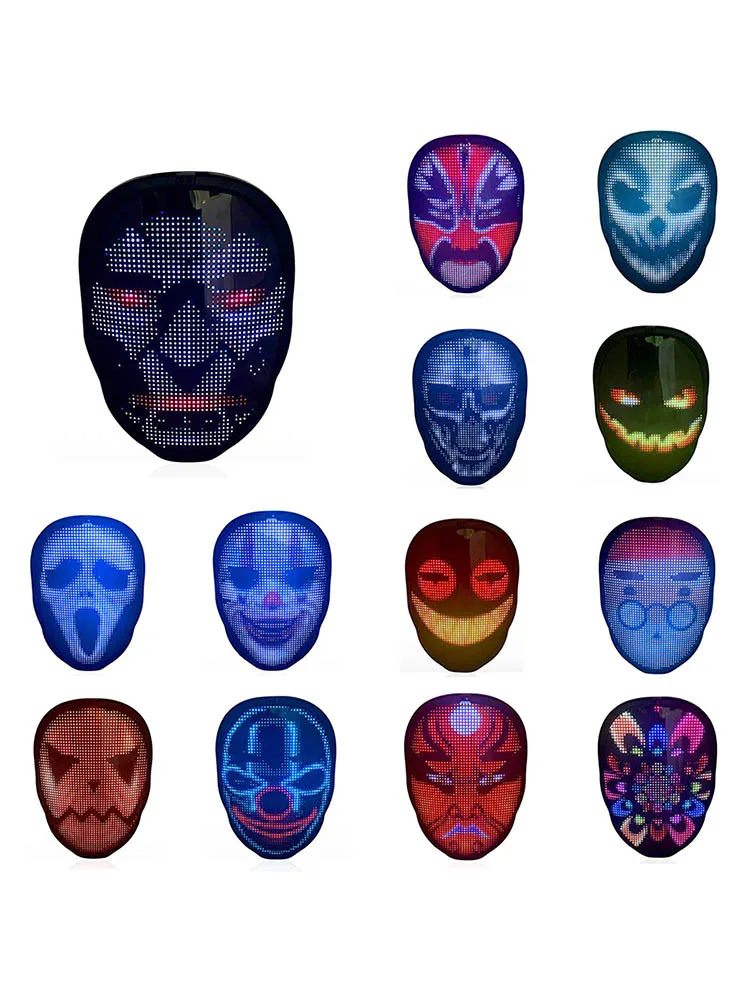 RGB Led Face Mask With Bluetooth App Luminous Shining Light Up For Costume Cosplay Halloween Christmas Party Portable | Дом и сад