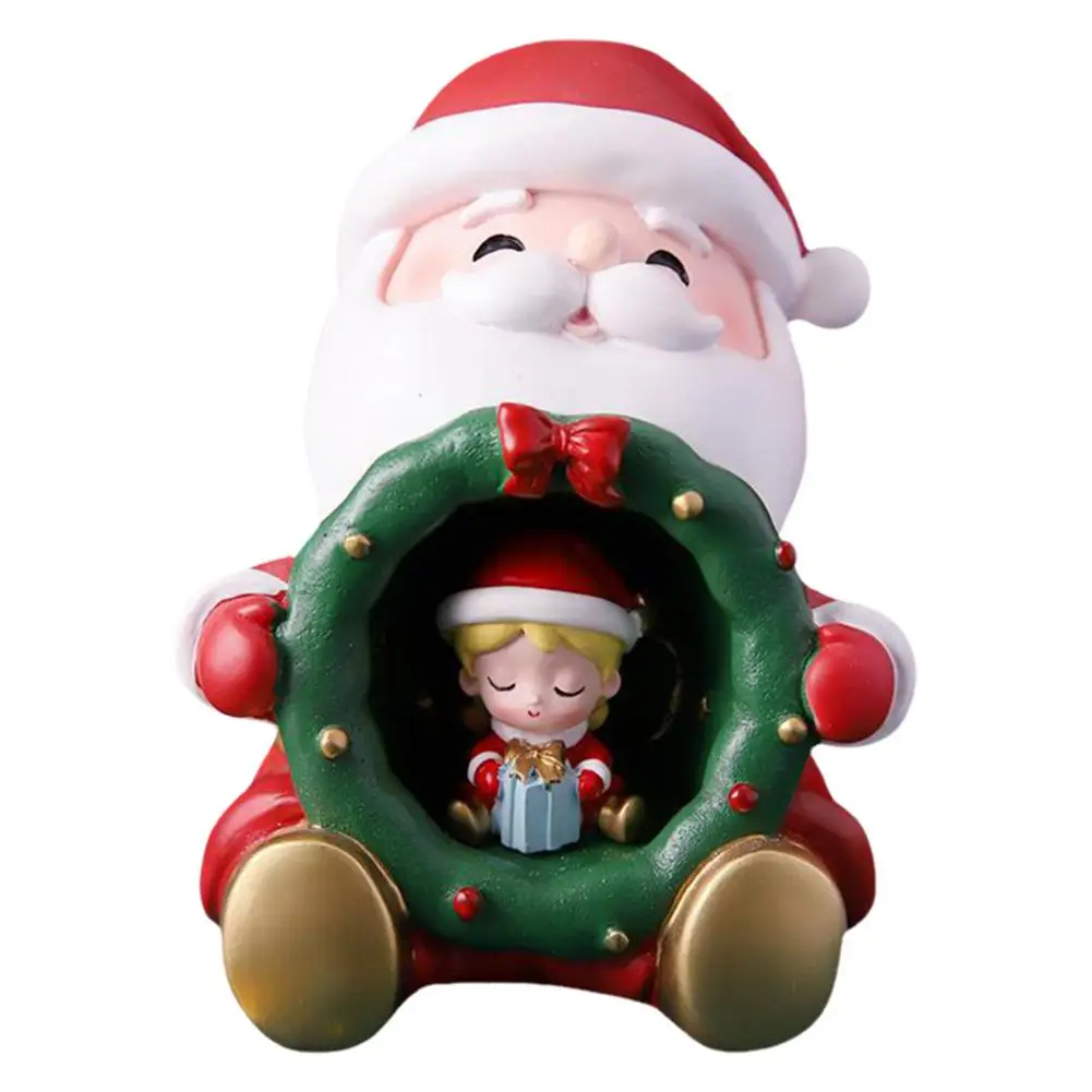 

Christmas Night Light Decorative Santa Claus Wreath With Cute Girl Boy Nightlight Ornaments for Home Bathroom Bedroom
