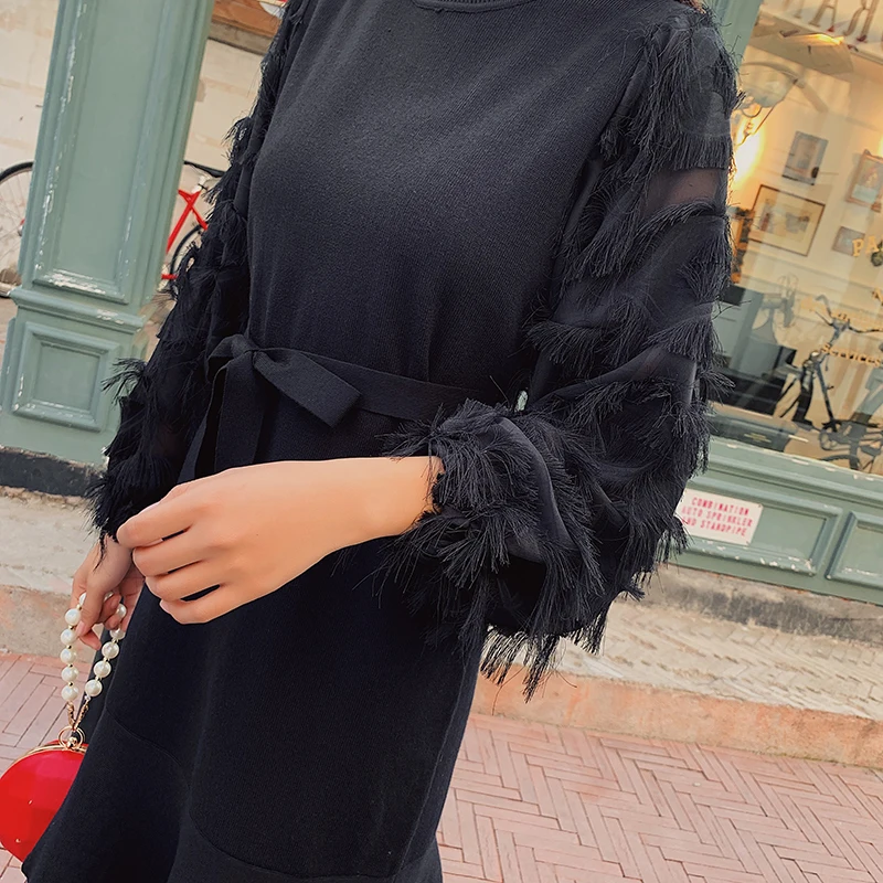 2019 Осень Большой Размер Женская одежда вязаное платье осень зима новое