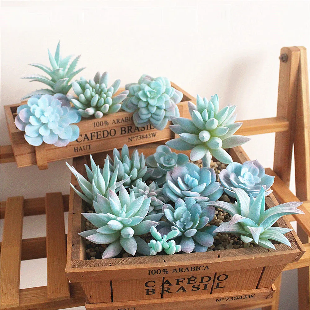 39 стили синий стекались Искусственные суккуленты растения для дома и сада