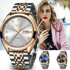 LIGE Fashion Women Watches Ladies Top Brand luxury Waterproof Gold Quartz Watch Women Stainless Stee