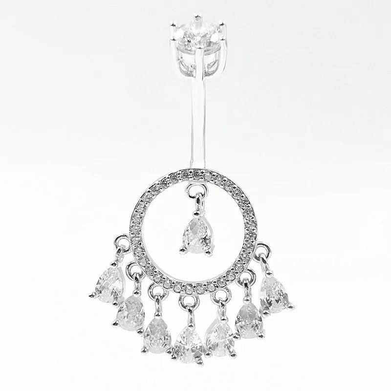 Циркониевый Ловец снов кисточка свисающая пупка кольцо для женское серебряное