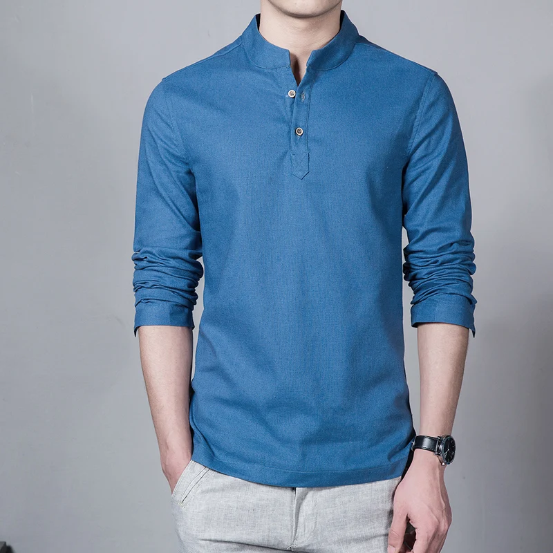 Men's Muslim Long Sleeve shirt Bollywood Stand collar Kurta Raya Lelaki Melayu shirts | Мужская одежда