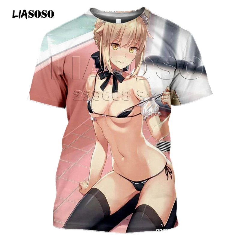 LIASOSO летний модный Мужской Женский свитшот с 3D принтом аниме Fate Stay Night футболка
