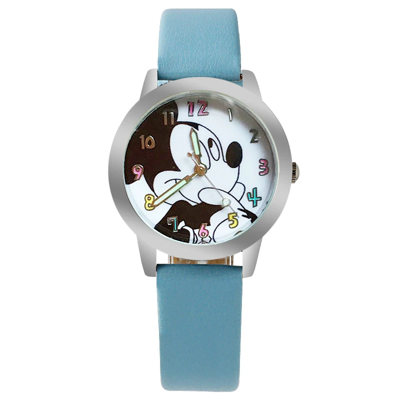 Кварцевые наручные часы с милым мультяшным рисунком детские кожаные школьные