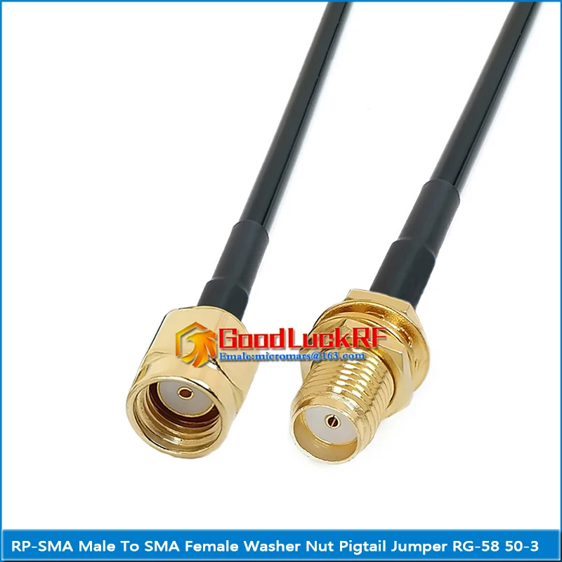 

RP-SMA RPSMA Male to SMA Female Washer O-ring Bulkhead Mount Nut Pigtail Jumper RG-58 RG58 3D-FB 50-3 Extend cable 50 Ohm