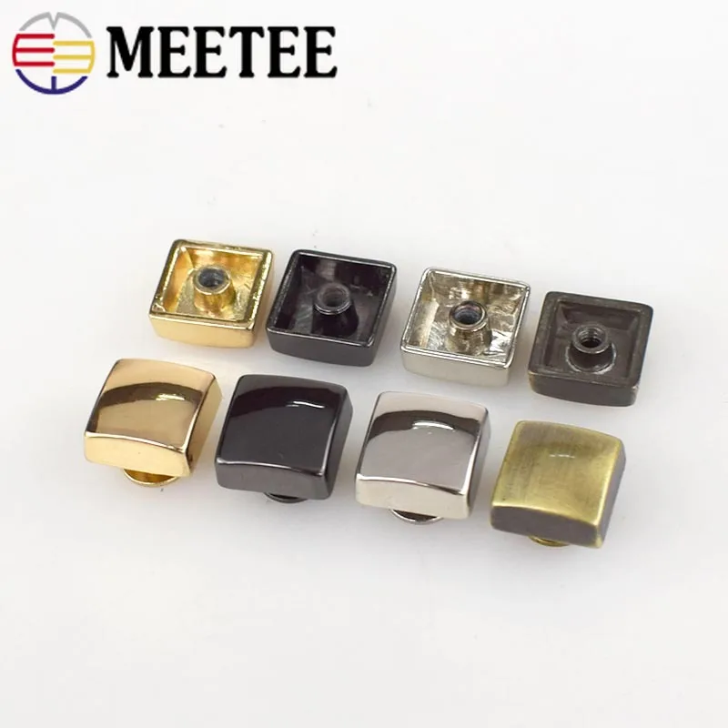 Meetee 10/30 шт. 12*12 мм металлическая сумка Пряжка квадратные заклепочные винты пряжки