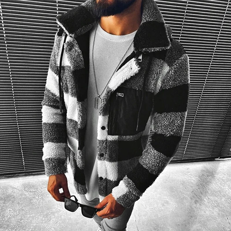 

Винтажные шерстяные пальто для мужчин, повседневные клетчатые куртки с длинным рукавом и капюшоном, Мужская модная осенне-зимняя свободная...