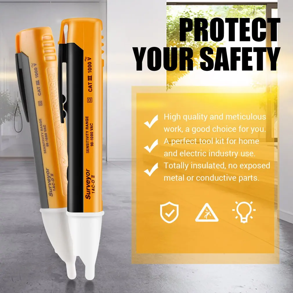 

Electric indicator 90-1000V Socket Wall AC Power Outlet Voltage Detector Sensor Tester Pen LED light test pencil Drop shipping