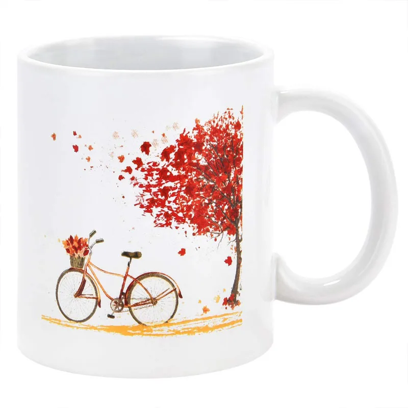 Осенняя кофейная кружка забавная велосипедная с древесным Кленовым листом