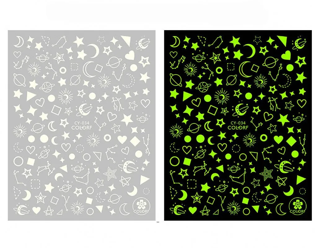 

3D Luminous Nail Sticker Stars Flame Moon Stars Butterfly Art Adhesive Stickers DIY Manicure Decals Nail Foil Nail Art Stickers