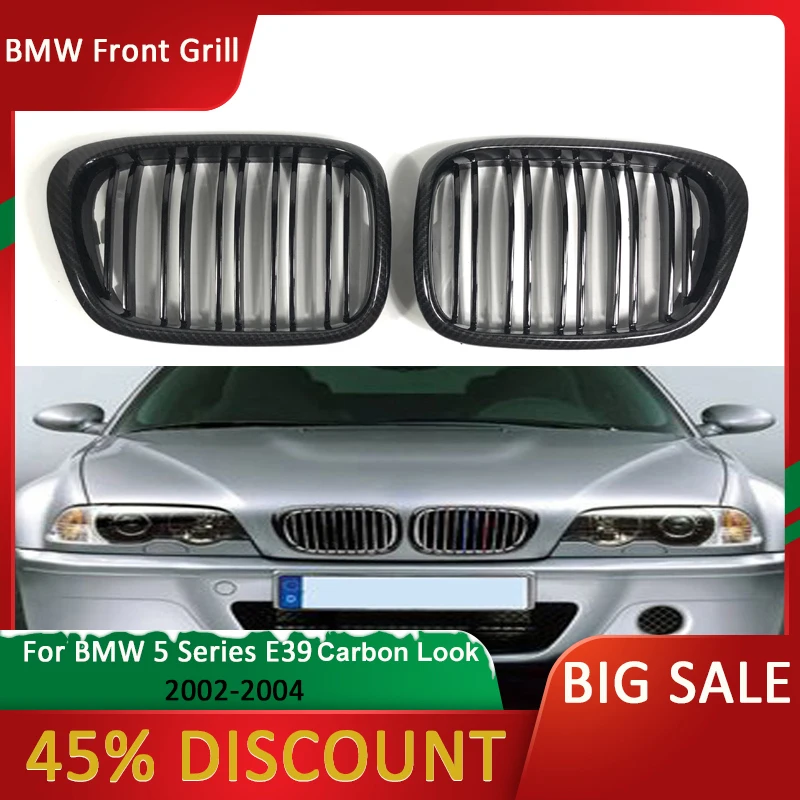 

For BMW Grille E39 5-Series 1995-2004 M Color Front Hood Kidney Grill ABS Dual Line 525 528 Front Bumper Grille Car Accessories