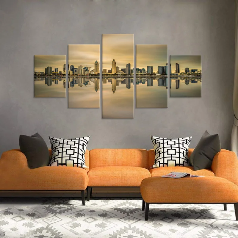 США городской пейзаж 5 шт. большой холст стены искусства Сан-Диего центр