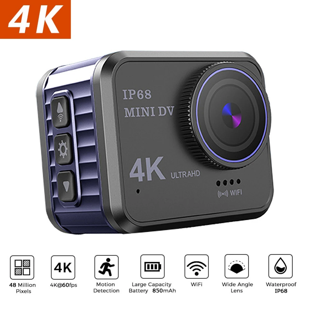 Экшн-камера 48 МП экран 1 54 дюйма 4K Ultra HD Wi-Fi 10 м | Электроника