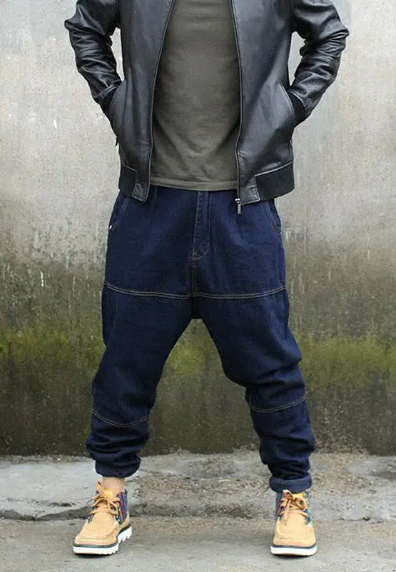 Men Jeans Denim Cross-Pants Low Crotch Jeans Fat Baggy Jeans Pants Feet Harlan Pants Size 28-42