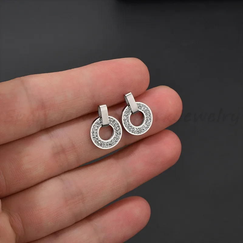 Spark изысканные циркониевые серьги-гвоздики из нержавеющей стали круглые для