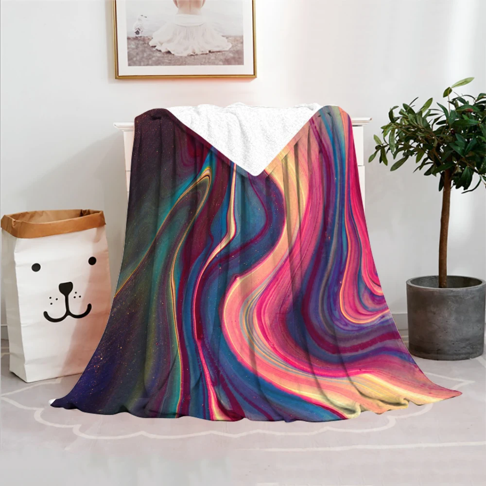 

Abstract Geometric Fleece Blankets For Sofa Beds Bedding Room Soft Fleece Blanket Bedspread Home Textile Decor