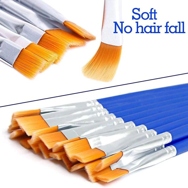 10 лотков для палитры красок и плоских нейлоновые кисти рисования набор кистей