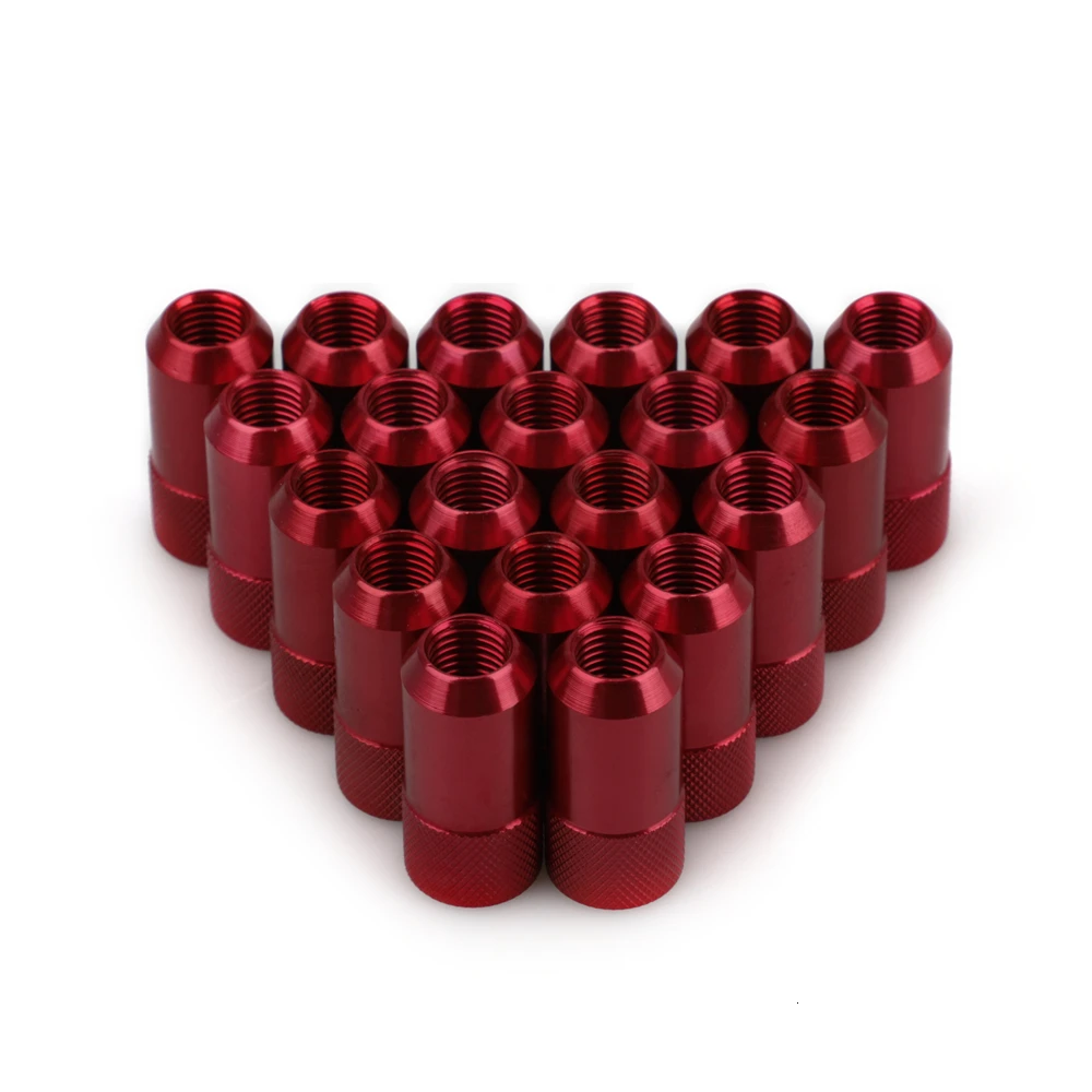 Красный 20 PCS 42mm Length Racing Lug Nuts d1 Alloy Aluminum 7075-t6 m12x1.5 Aftermarket Wheel Nut Jdm Accessories - Название цвета: Красный