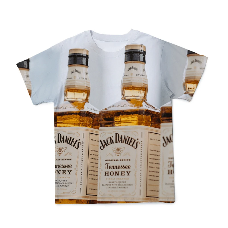 

New 3D Men Whiskey Fashion Short-Sleeved Shirt O-Neck 6XL Casual And Interesting Short T-Shirt For Men And Women (Customizable)