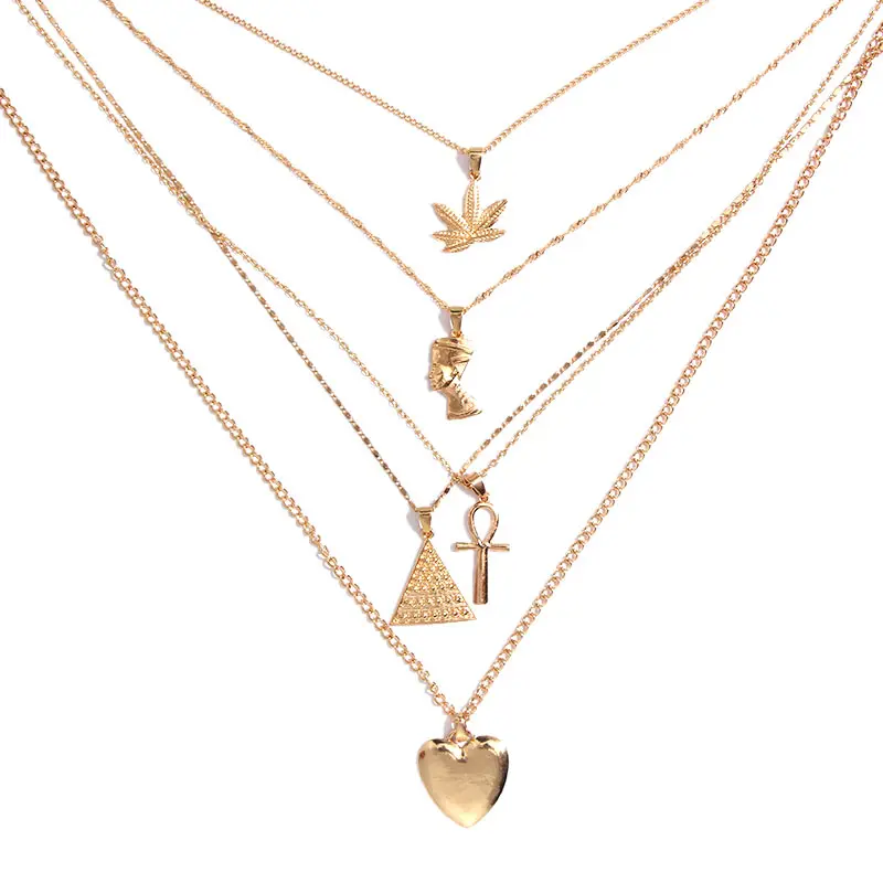 Винтажное ожерелье JJFOUCS в форме листа Креста портрета сердца пирамиды верблюда