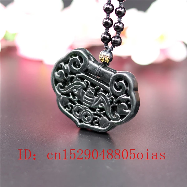 Натуральный черный зеленый китайский нефритовый летучая мышь кулон ожерелье