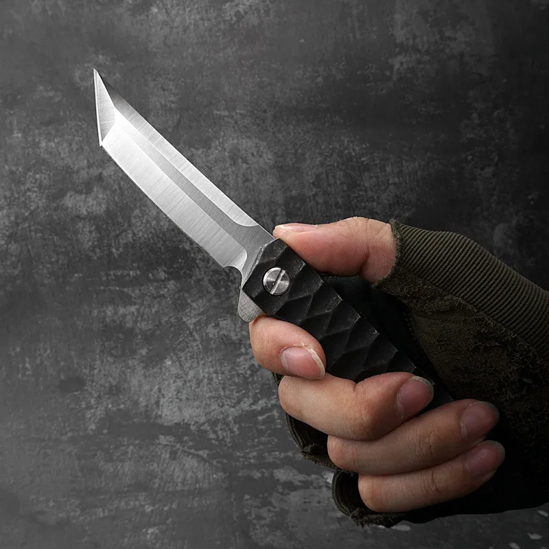 

Hysenss New Folding Knife D2 Steel Blade Stainless Handle Self Defense Outdoor Hunting Military Tactical Jackknife EDC Tools