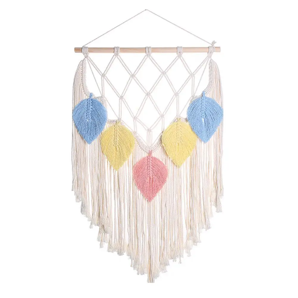 

Macrame Woven Wall Hangings Bohemian Wall Tassel Tapestry Hand-woven Color Tapestry Exquisite Workmanship Durable Cotton Go