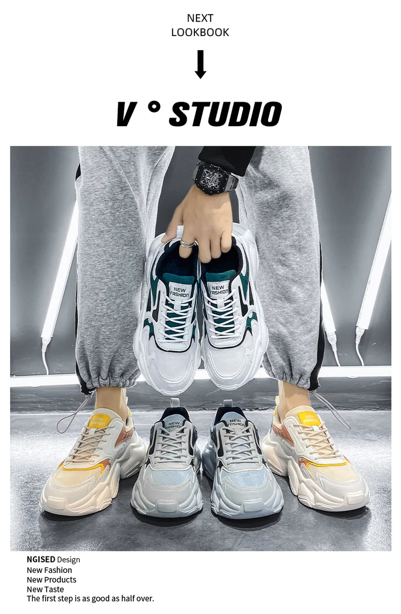 

Four Seasons New Men's Casual Trend Shoes Fashionable and Comfortable Breathable Lightweight Boys Sports Daddy Shoes QZ28