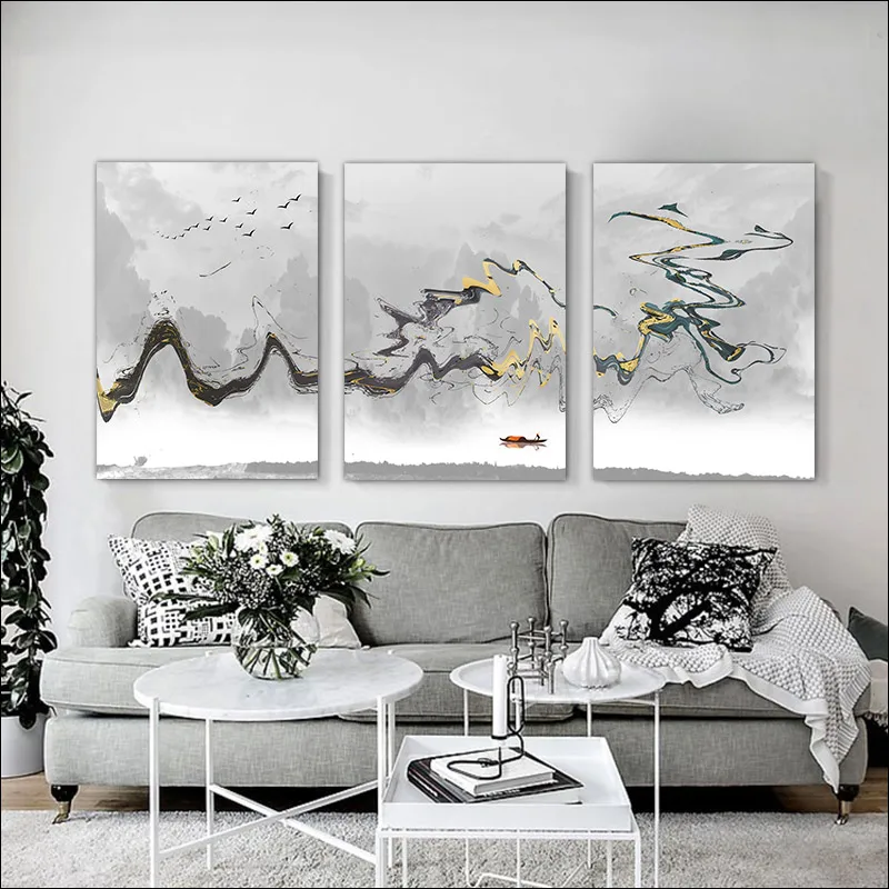

Modern Abstract Mountain Painting Ink Painting Unframed Canvas Framed Scenery Poster Frameless Decoration Printing Letter Wall