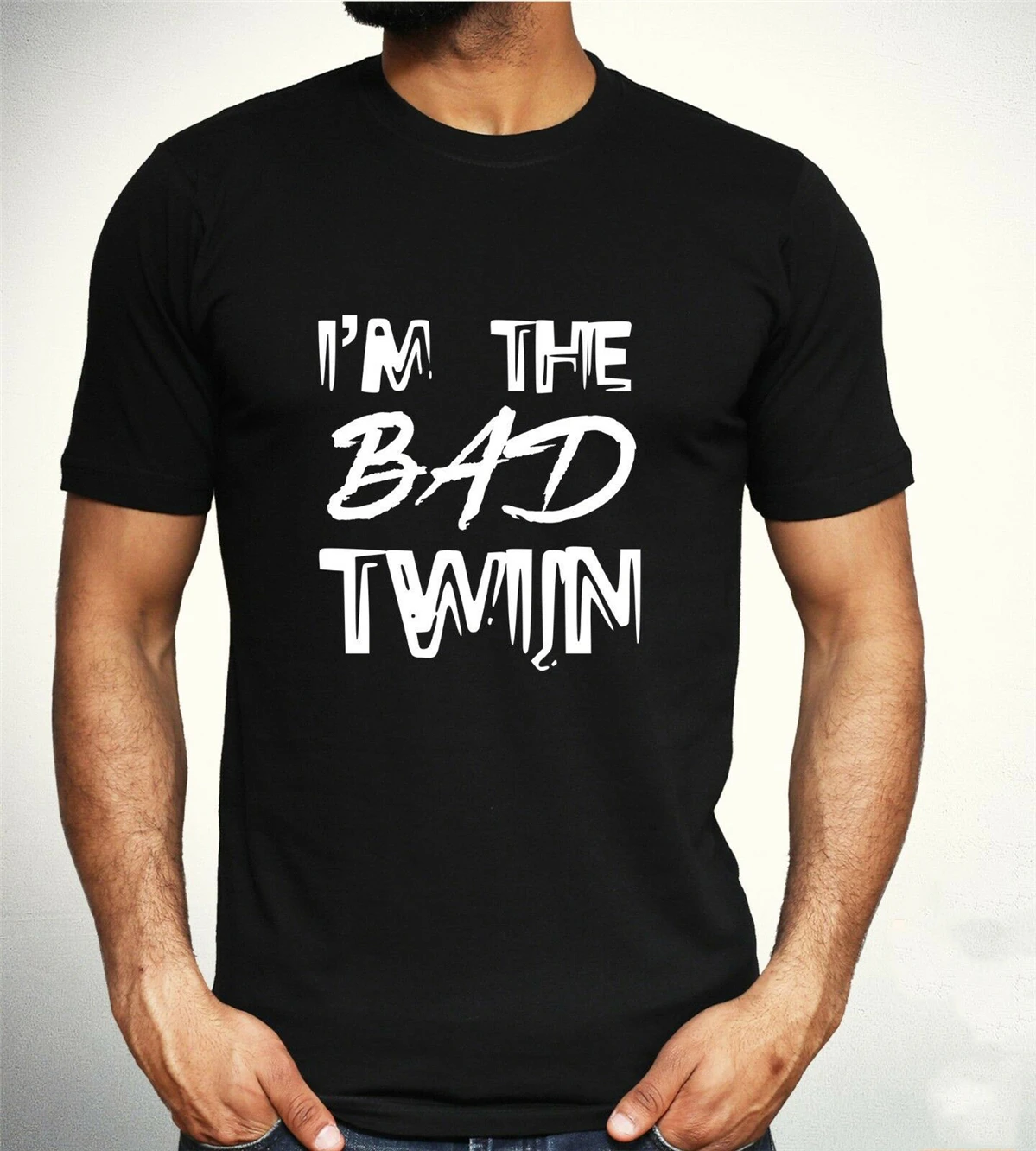 Футболка с надписью I'm The Bad Twin забавная семейная крутая винтажная Подарочная