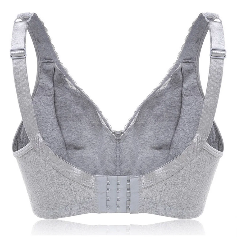 Cotton Full Cup Gray Wireless Big Cup Bralette Thin Plus Size Unlined Underwear Lace Female Bras for Women 34-50 C D E F G H I