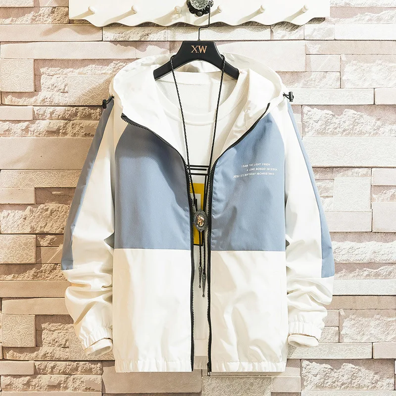 

2021 Spring Autumn Men's Jackets Hip Hop Jacket Windbreaker Hooded Casual Zipper Male Retro Vintage Streetwear Jackets 4XL