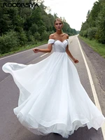 roddrsy organza wedding dress off the shoulder long bridal party gowns a line pleat sweetheart neck