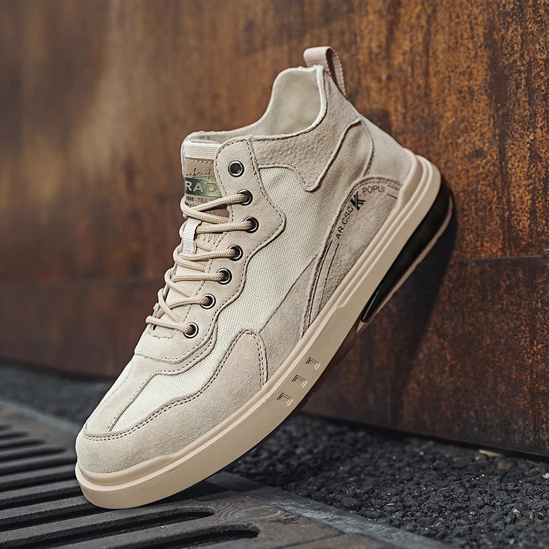 Murah Musim Semi/Musim Gugur 2021 Alas Kaki Fashion Pria Atasan Tinggi Sepatu Kasual Flat Pria Sneakers Kasual Desainer Sepatu Jalan Kulit Pria