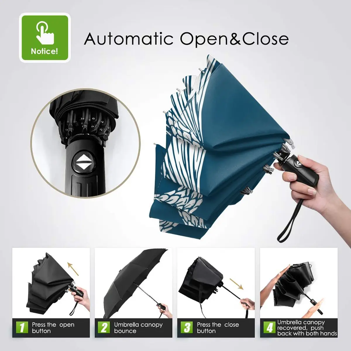 Prezzo Ombrello Automatico Pioggia Donna Ombrello A Tre Pieghe Ombrello Antivento Sirena Blu Ombrello Impermeabile Femminile