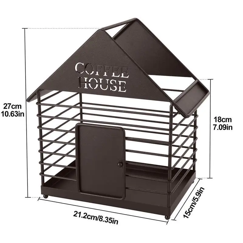 

Universal Coffee Capsule Storage Basket Coffee Pod Baskets Vintage Fruit Egg Organizer Holder House Shape For Home Cafe Hotel