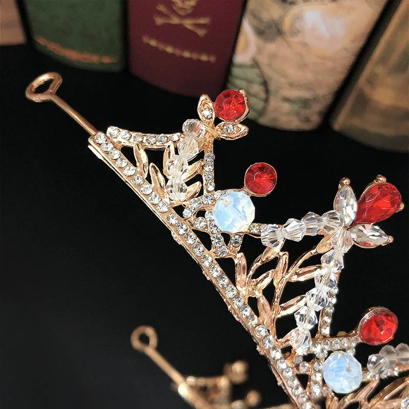 Свадебные украшения для невесты ручной работы сверкающий золотой цвет красная