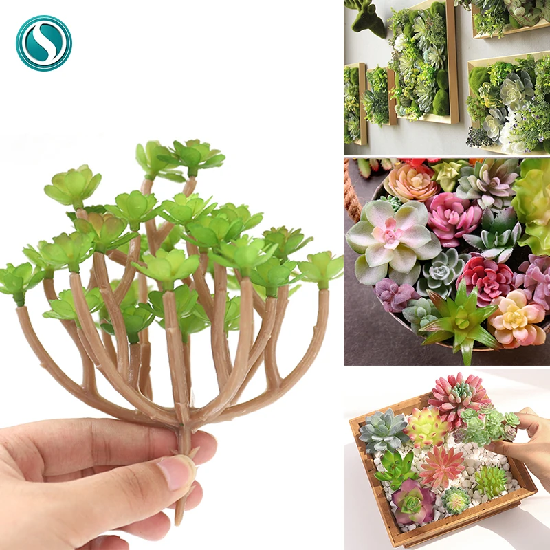 

Green Artificial Mini Succulents Plants for Home Garden Decoration Wedding Plants Wall Flower Arrangement Bonsai Fake Plants Hot
