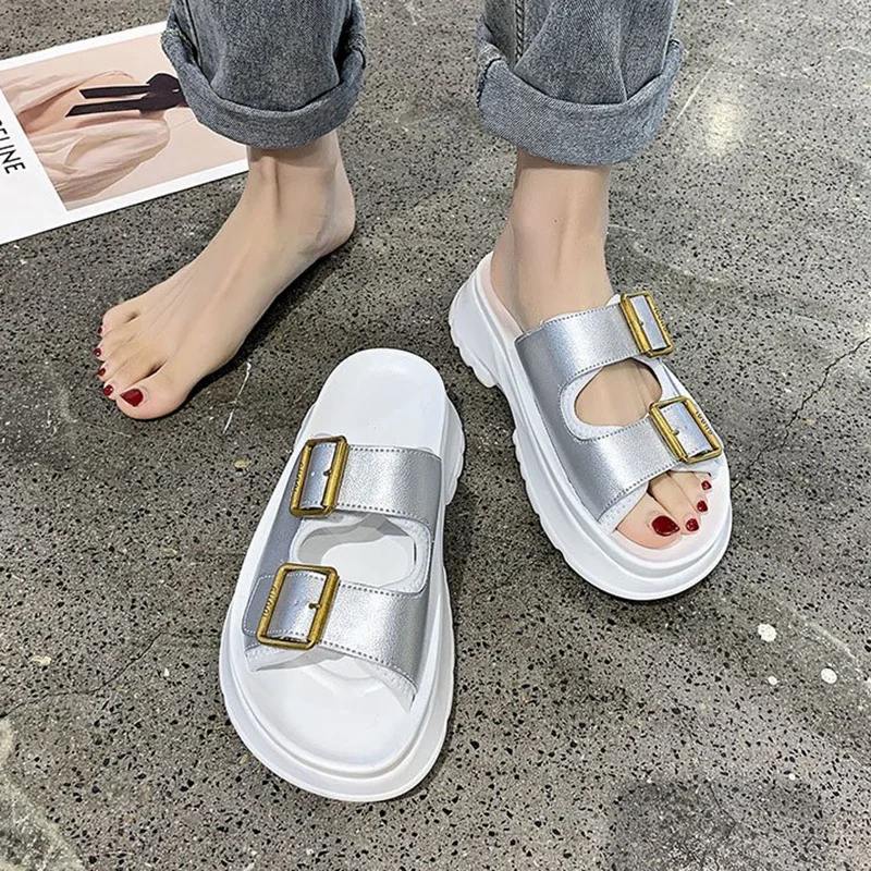 

Fashion Buckle Strap Platform Sandals Women's Summer Casual Open Toe Beach Slides Woman Outdoor Non Slip Slippers Female