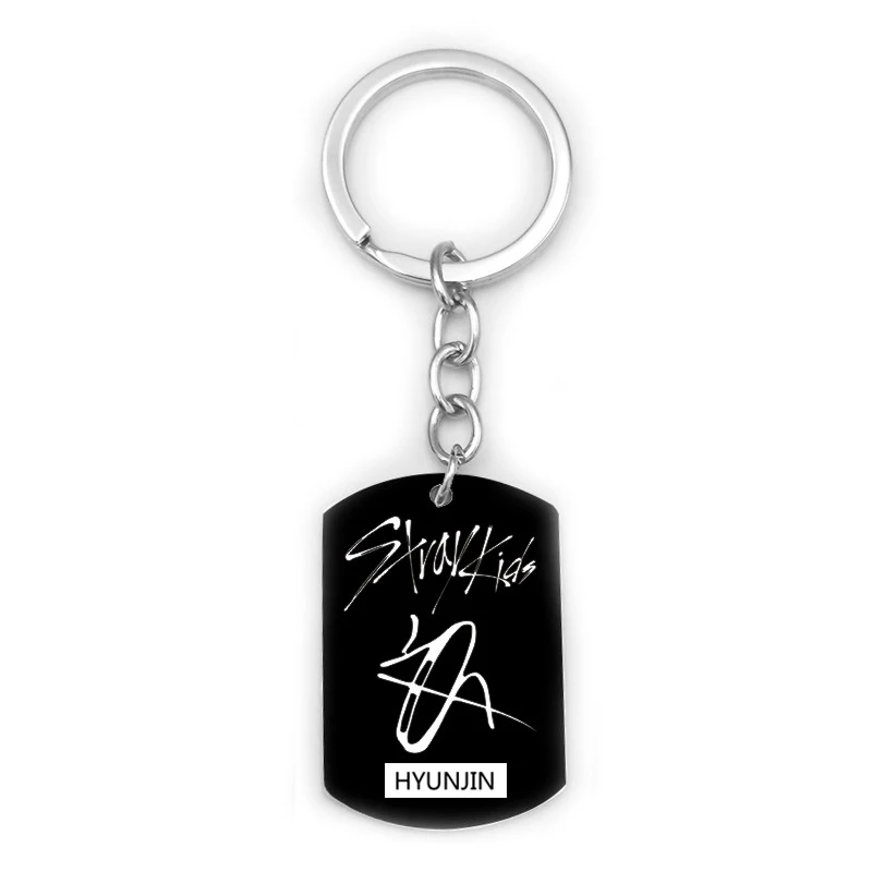 

Black Stainless Steel Keychain New Stray Kids Member Name Key Chain Jewelry Accessories For Men Women