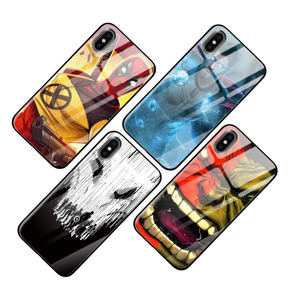 Для логотипа Marvel для iPhone 5 5S 6 6s 7 8 Plus X XS XR 11 Pro макс. закаленное стекло чехлы |