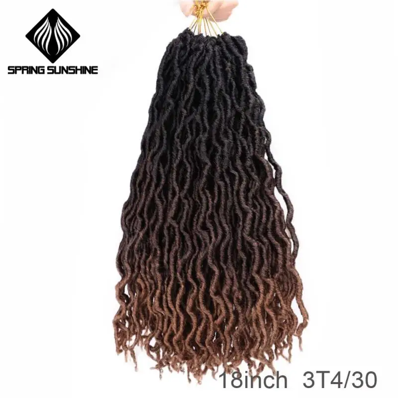 4/30HL 12 18 дюймов Nu Locs Goddess Faux Locs Curly Ombre плетение волос мягкие косички синтетические вязанные крючком косы волосы Exntension - Цвет: 4/30HL