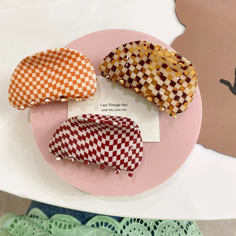 

Stripe Hair Claw Clips Non Slip Plaid Hair Jaw Clamps Acrylic Cute French Design Barrettes Fashion Accessories for Girls