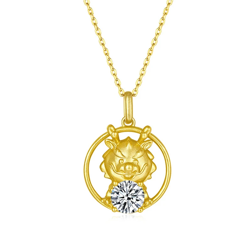 

Knobspin 100% 925 Sterling Silver Gold Dragon Real 1 Carat D Color Moissanite Wedding Pendant Necklace For Women Fine Jewelry