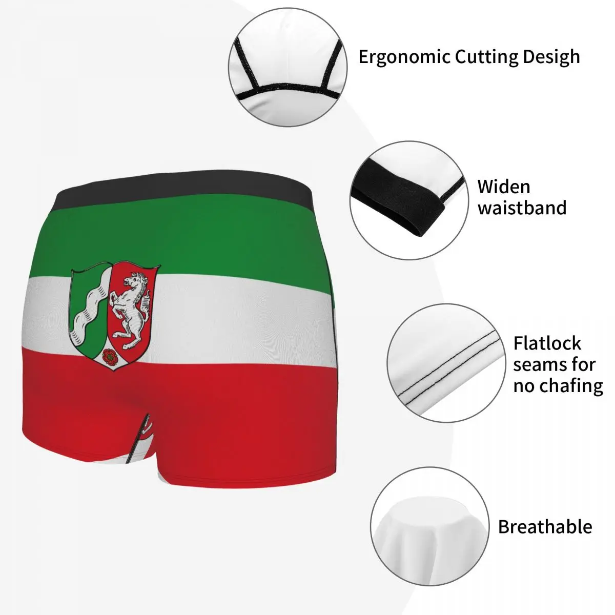 Flag Of North Rhine-Westphalia (state) Men's Boxer Briefs German states Humor Graphic Men's boxer leggings