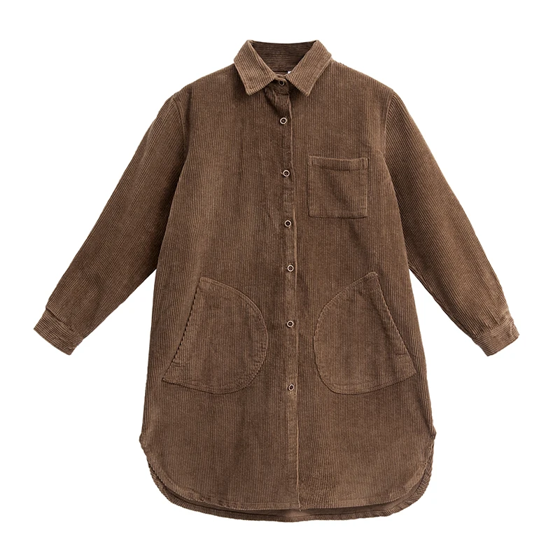 Новые повседневные женские рубашки свободные вельветовые с длинным рукавом