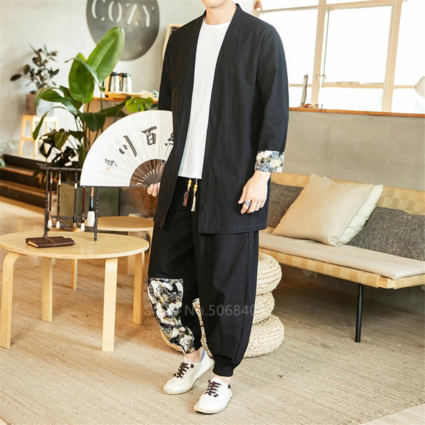 Кардиган мужской с короткими рукавами традиционная китайская одежда принтом