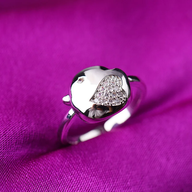 

925 Silver Opening For Women Man Wedding Engagement Micro Inlaid Love Heart Chick Animal Ring Fashion Charm Jewelry A7